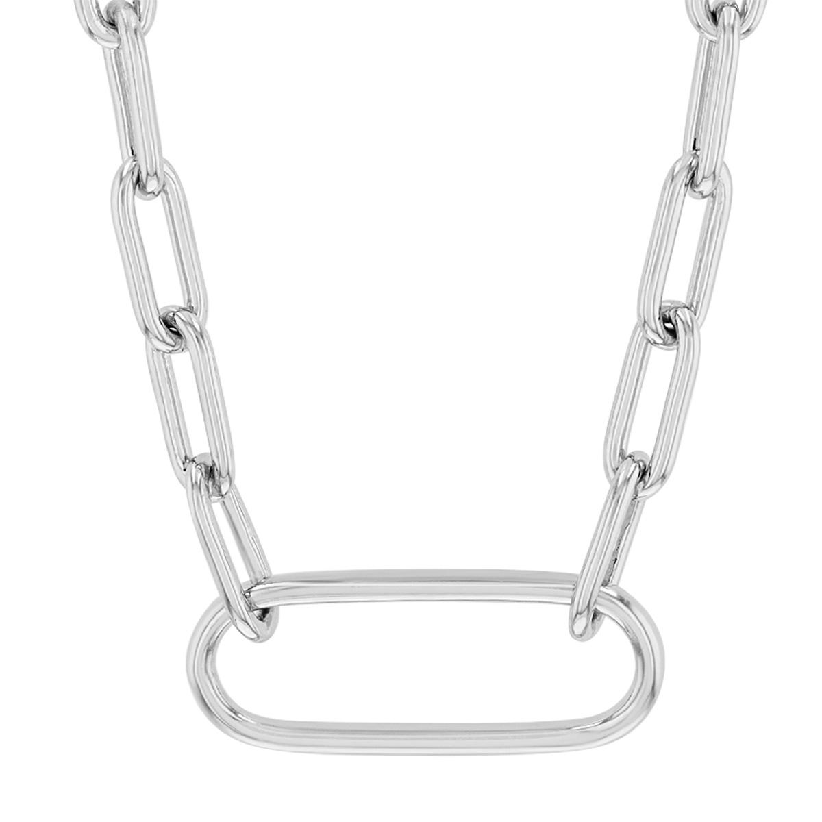 Pesavento Elegance Sterling Silver Paperclip Link Necklace with Single Large Link