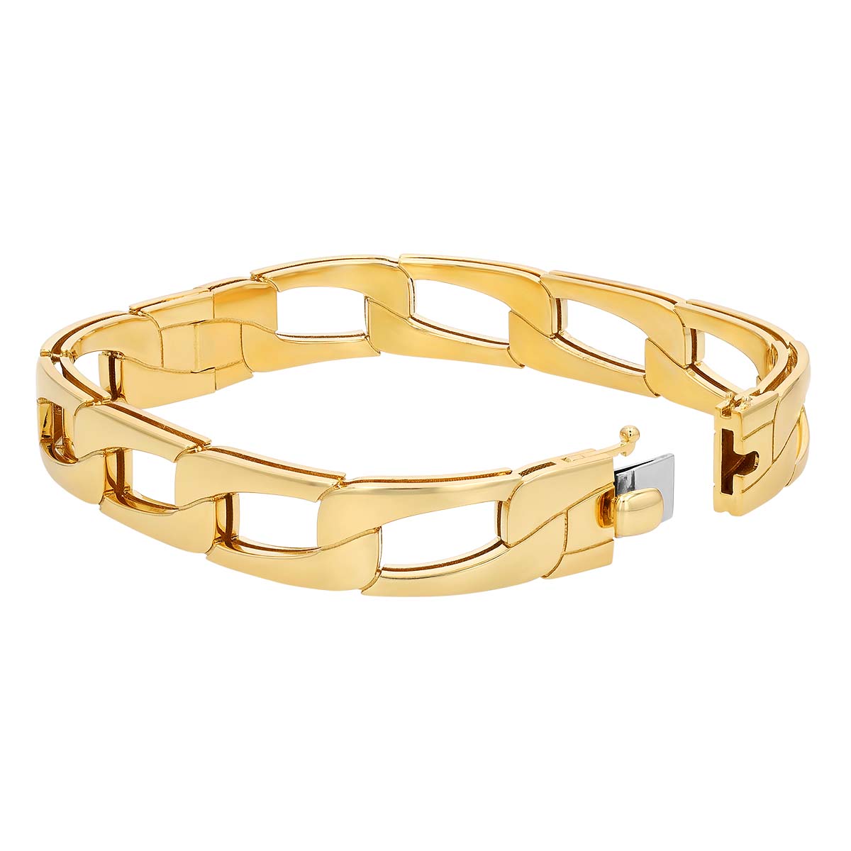 Roberto Coin Navarra Wide Link Square Bangle in Yellow Gold