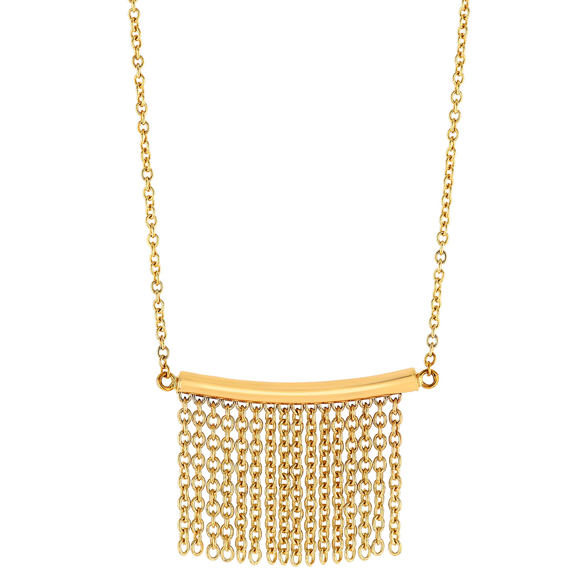 Doves Yellow Gold Bar & Fringe Necklace