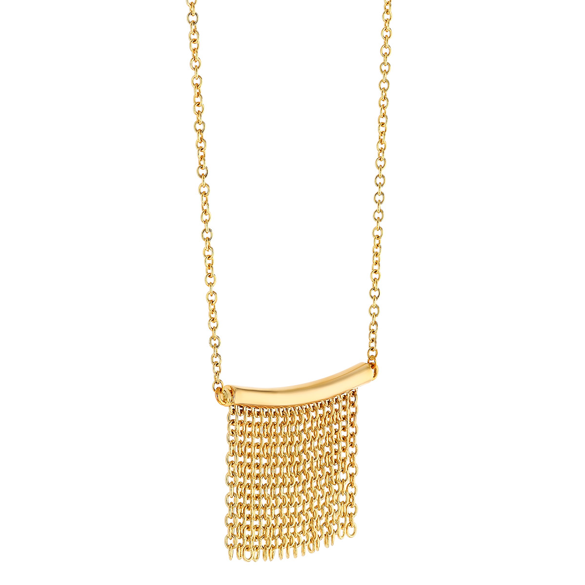 Doves Yellow Gold Bar & Fringe Necklace