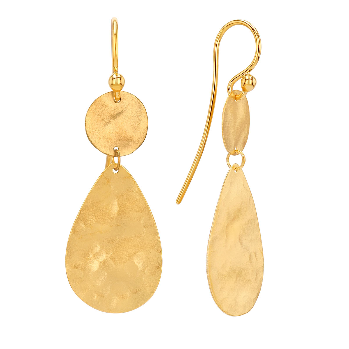 Marika Yellow Gold Teardrop & Round Dangle Earrings