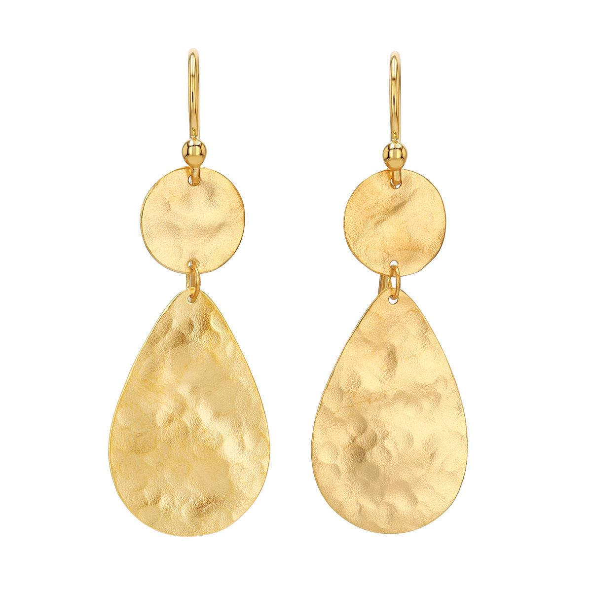 Marika Yellow Gold Teardrop & Round Dangle Earrings