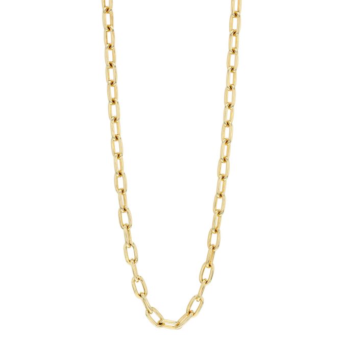 Yellow Gold 5.4 mm Rounded Link Necklace, 18"