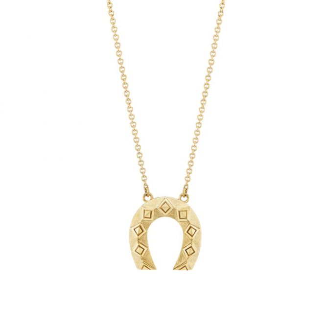 Harwell Godfrey Yellow Gold Mini Horseshoe Pendant, 16"