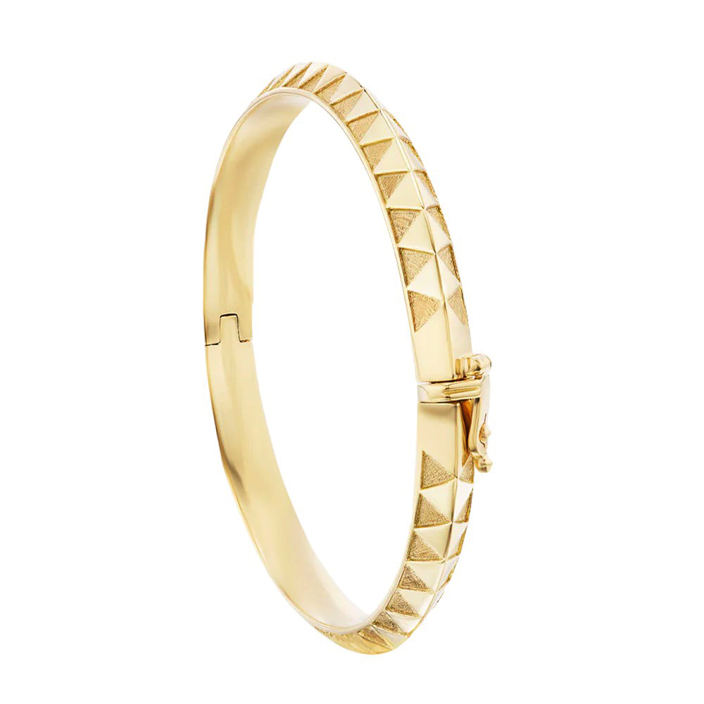 Harwell Godfrey Yellow Gold Knife Edge Textured Bangle Bracelet