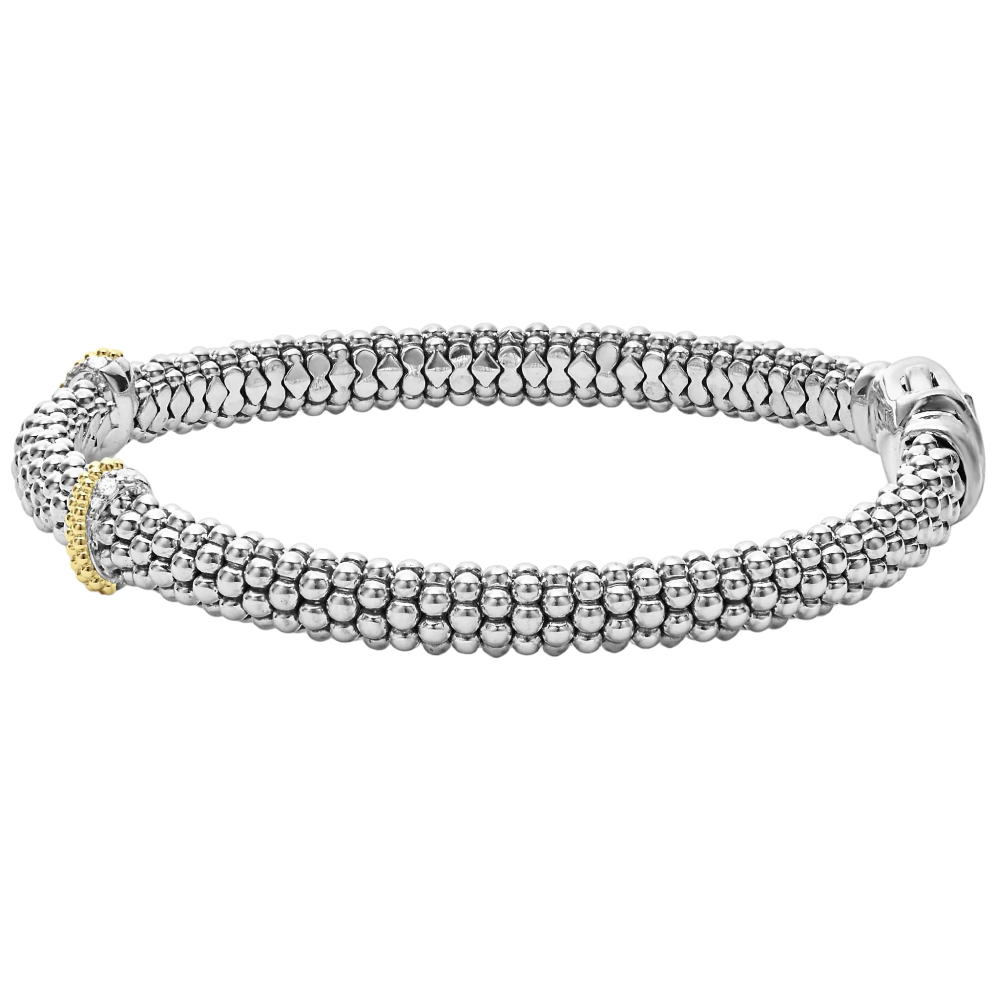 LAGOS Caviar Lux Double X Caviar Diamond Bracelet, 6 mm