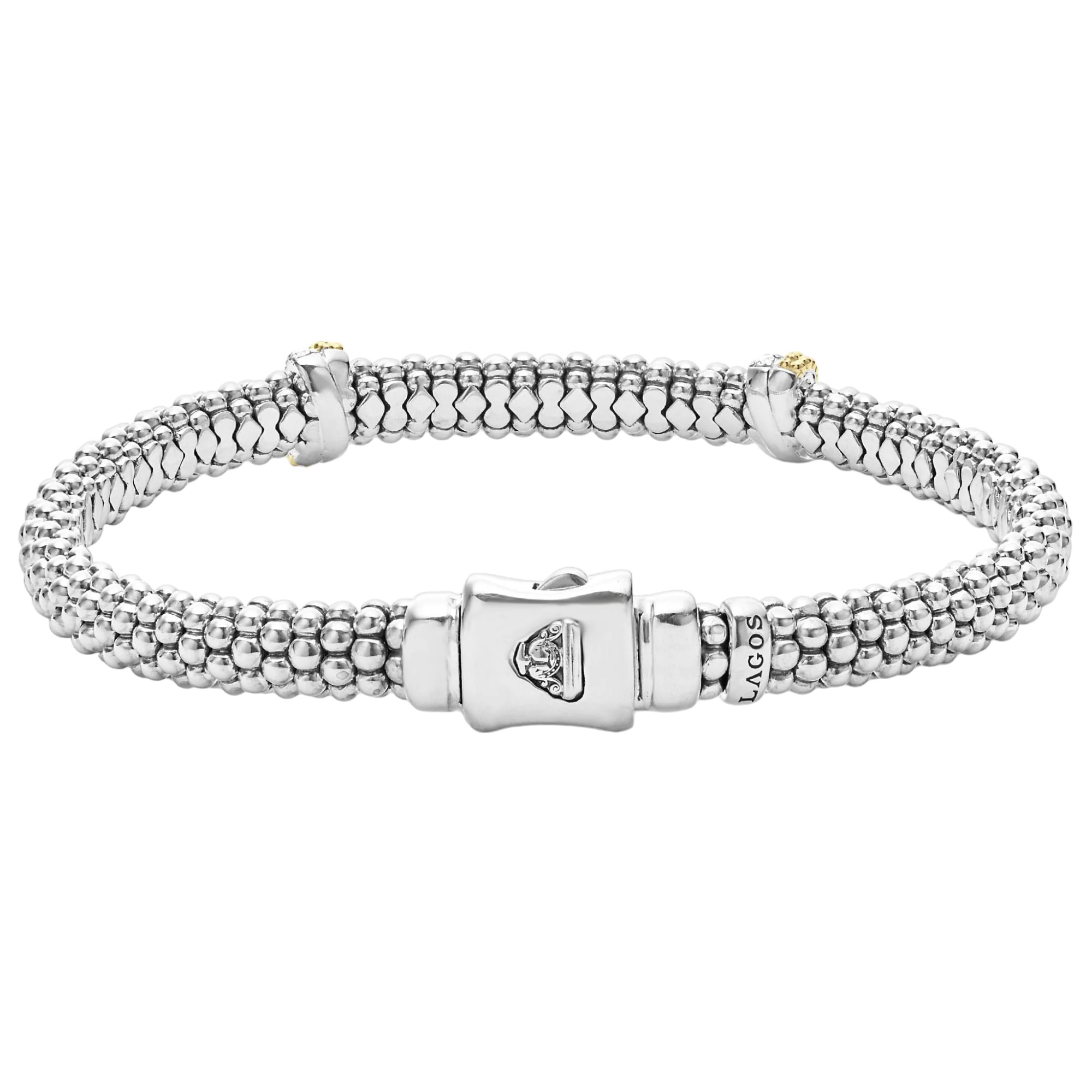 LAGOS Caviar Lux Double X Caviar Diamond Bracelet, 6 mm