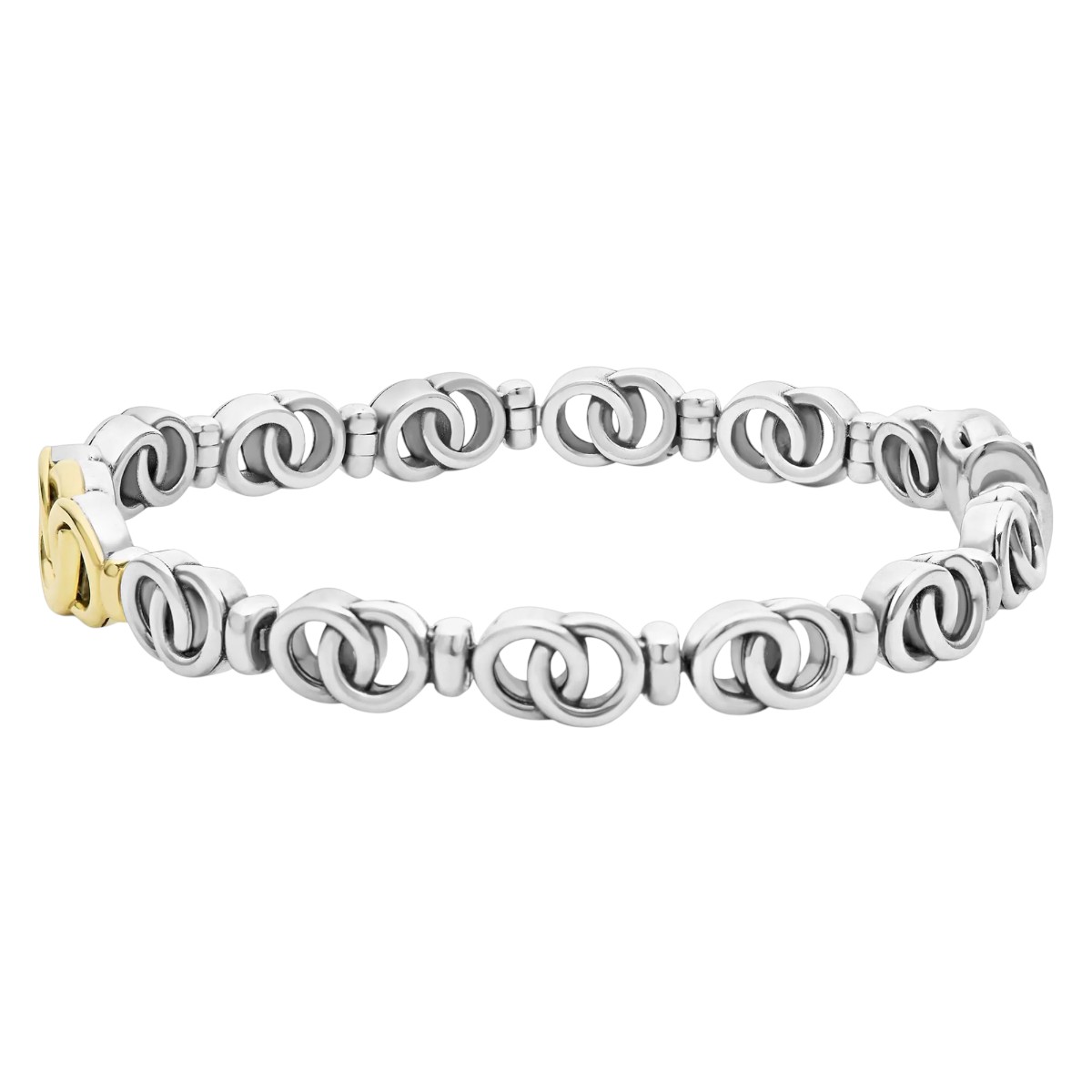 LAGOS Signature Caviar Two-Tone Interlocking Link Bracelet, Medium