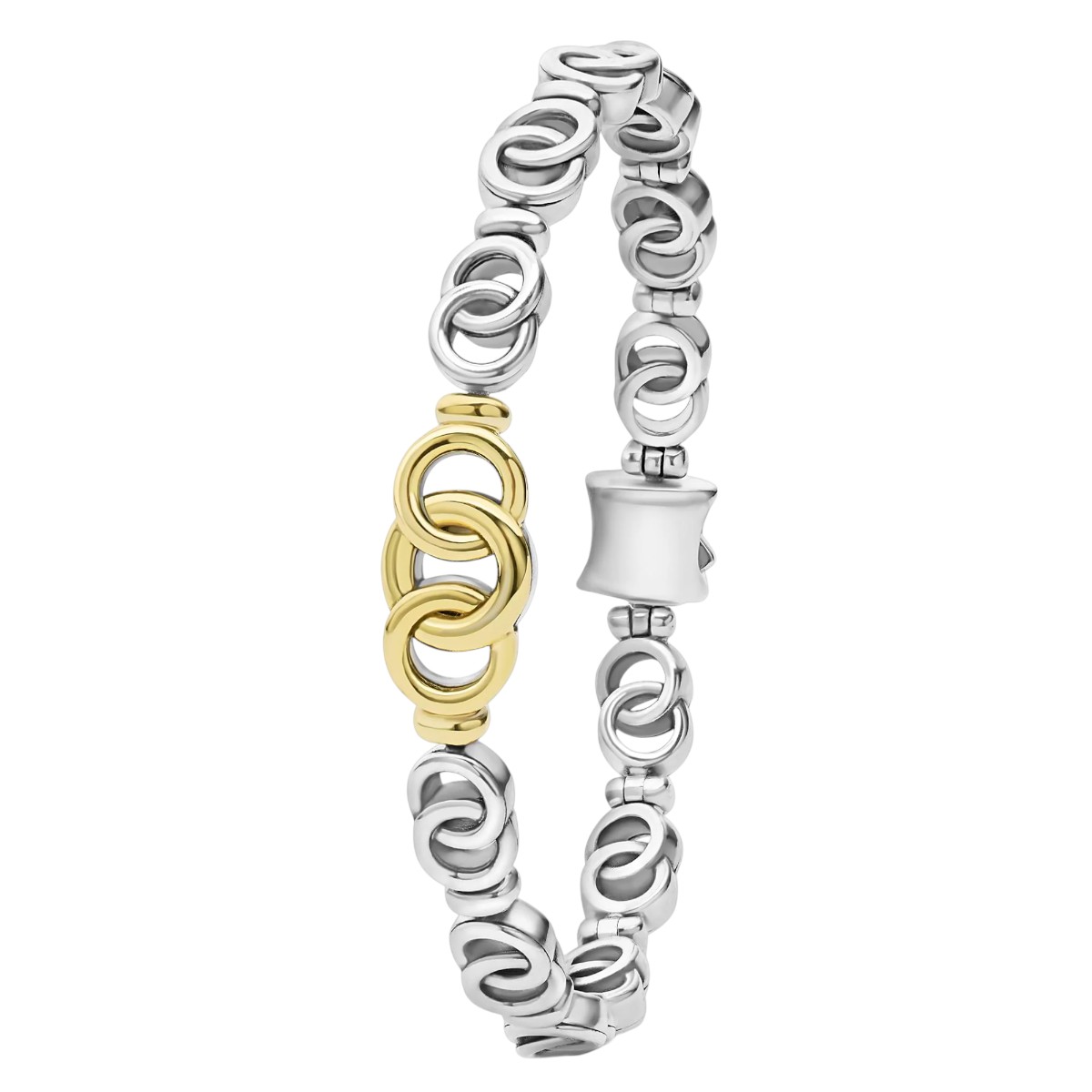 LAGOS Signature Caviar Two-Tone Interlocking Link Bracelet, Medium