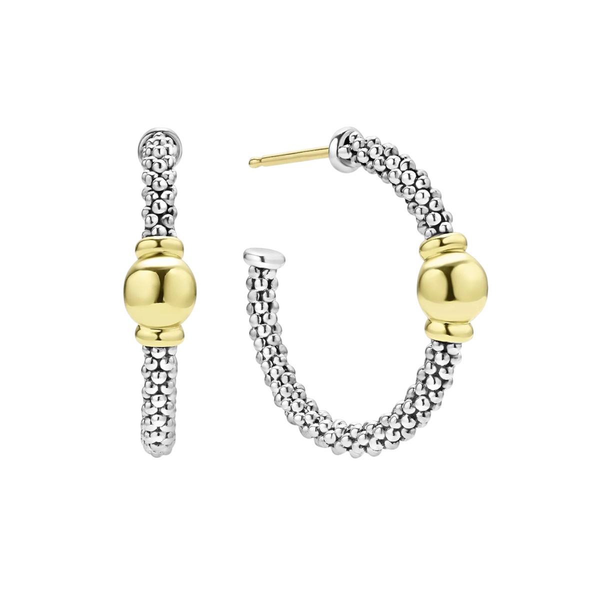 LAGOS Signature Caviar Two-Tone Station Hoop Earrings