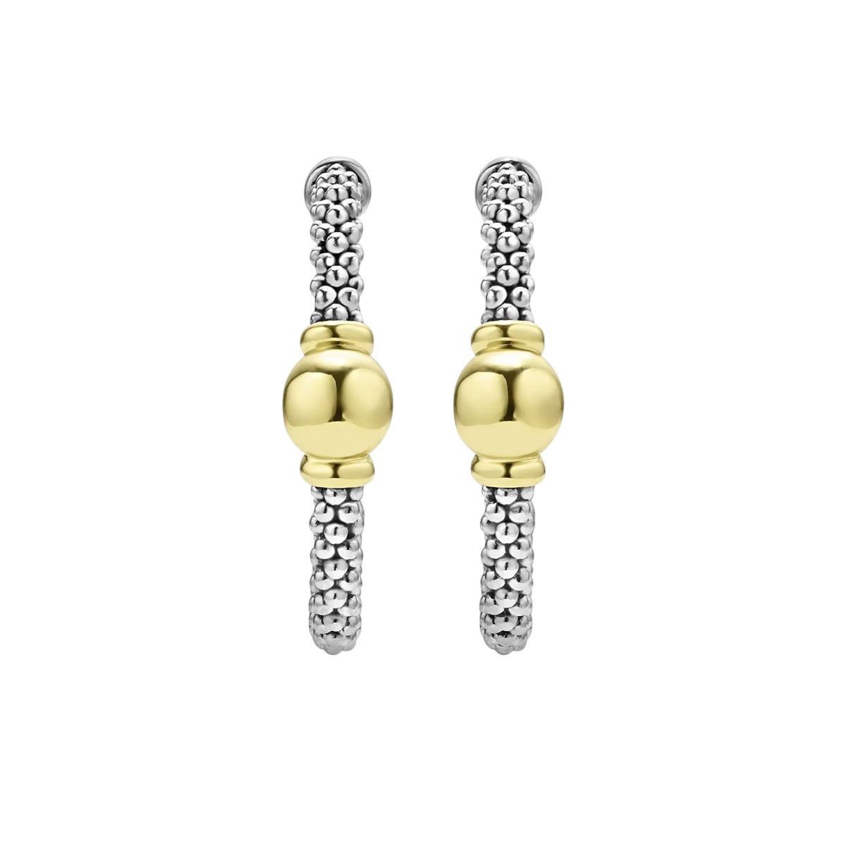 LAGOS Signature Caviar Two-Tone Station Hoop Earrings