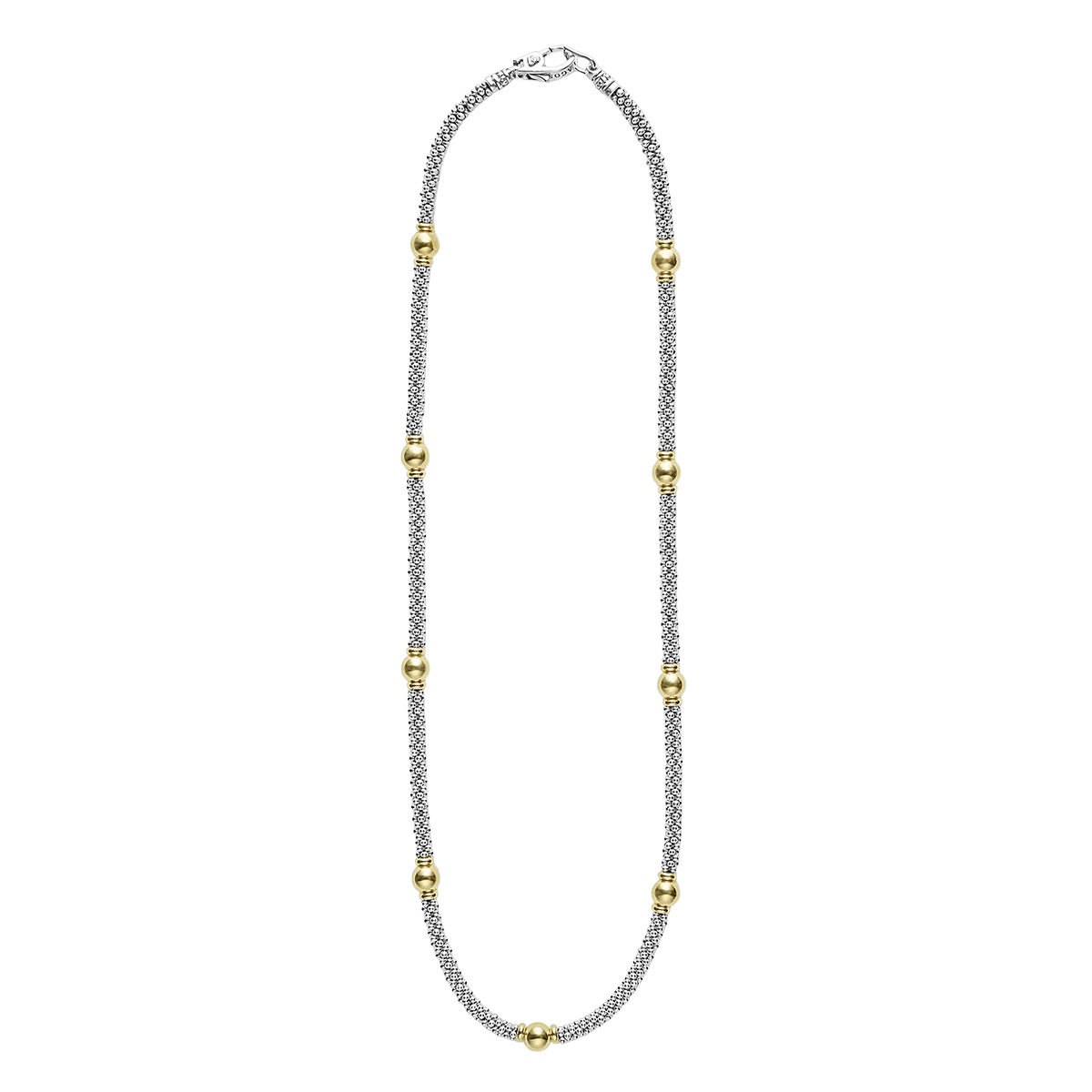 LAGOS Signature Caviar Yellow Gold Ball Station Caviar Beaded Necklace in Sterling Silver, 18