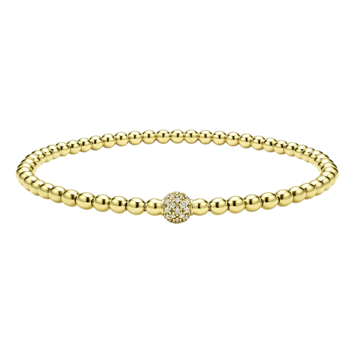 LAGOS Caviar Gold and Diamond 3mm Bead Bracelet, Medium