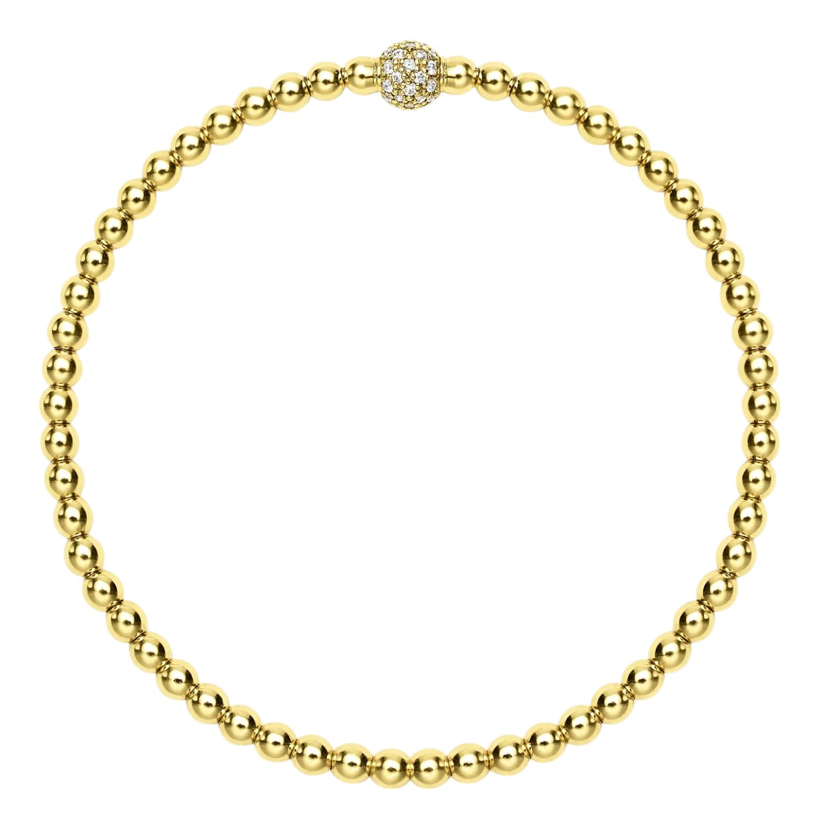 LAGOS Caviar Gold and Diamond 3mm Bead Bracelet, Medium