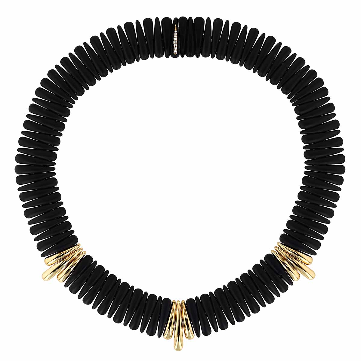 Demeglio Extensible Artiglio Black Ceramic & Yellow Gold Station Claw Necklace, 16.75