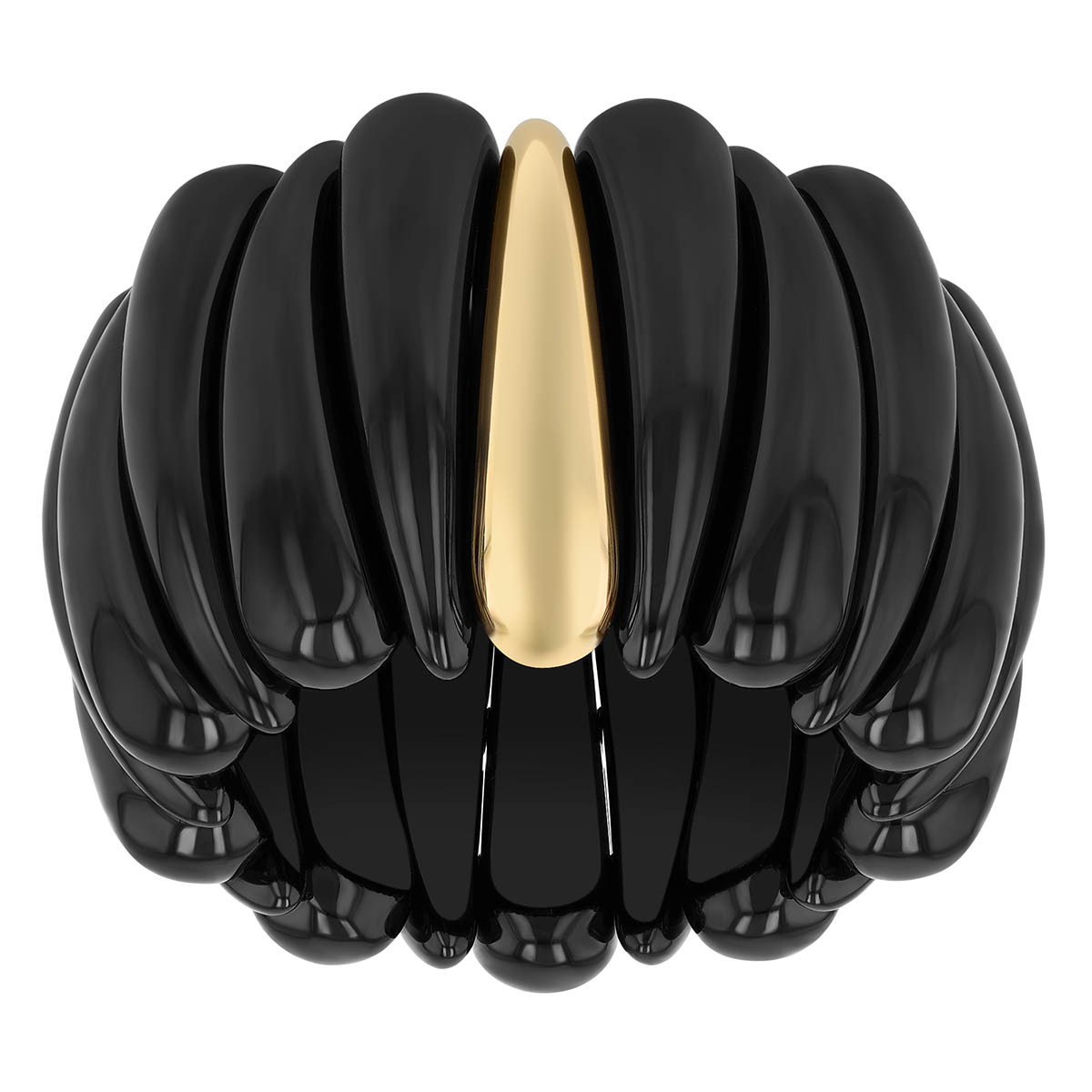 Demeglio Extensible Artiglio Black Ceramic & Yellow Gold Station Stretch Ring
