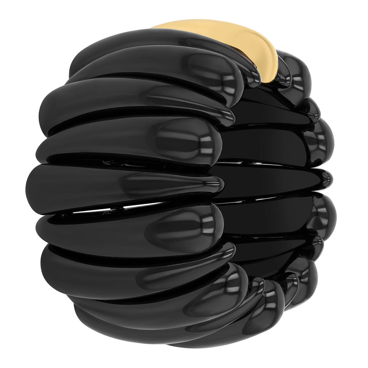 Demeglio Extensible Artiglio Black Ceramic & Yellow Gold Station Stretch Ring