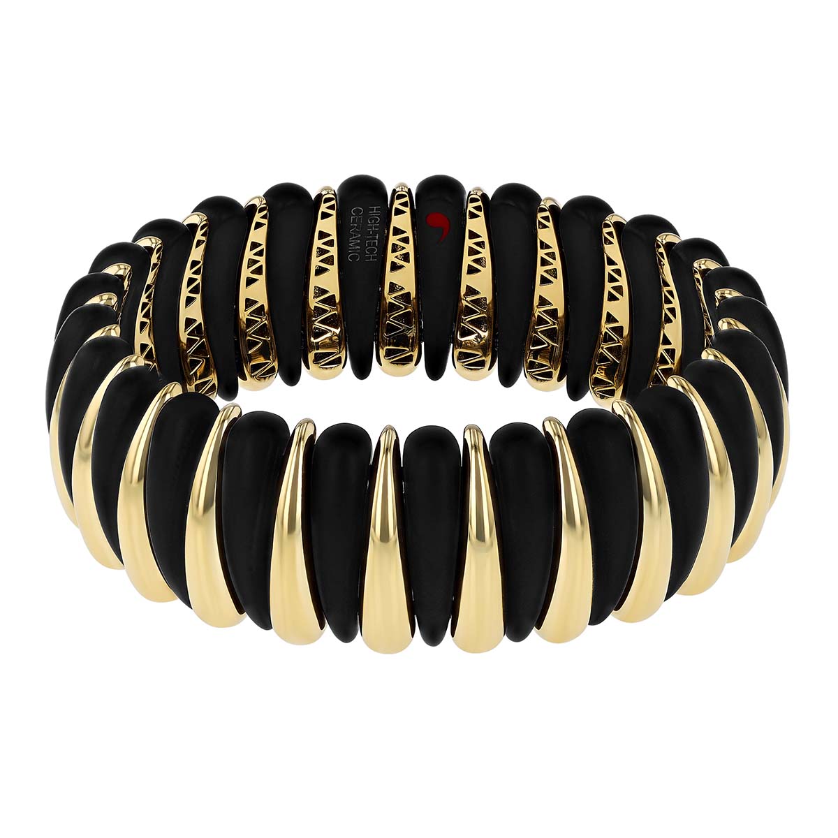 Demeglio Extensible Artiglio Black Ceramic & Yellow Gold Claw Pattern Stretch Bracelet