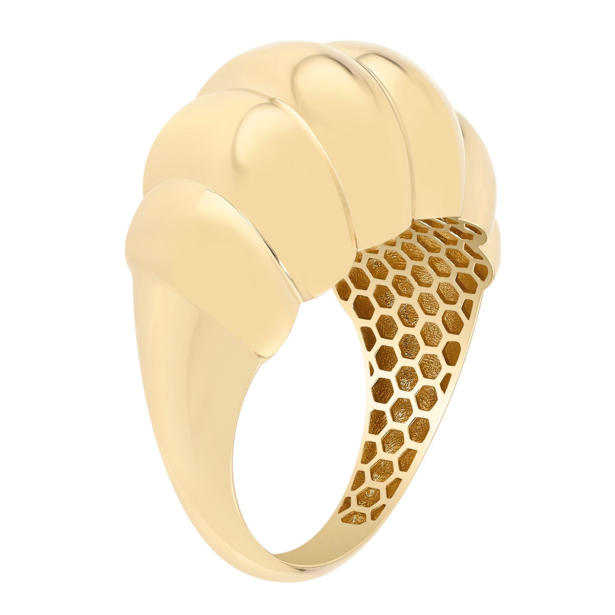 Yellow Gold Croissant Twist Dome Ring