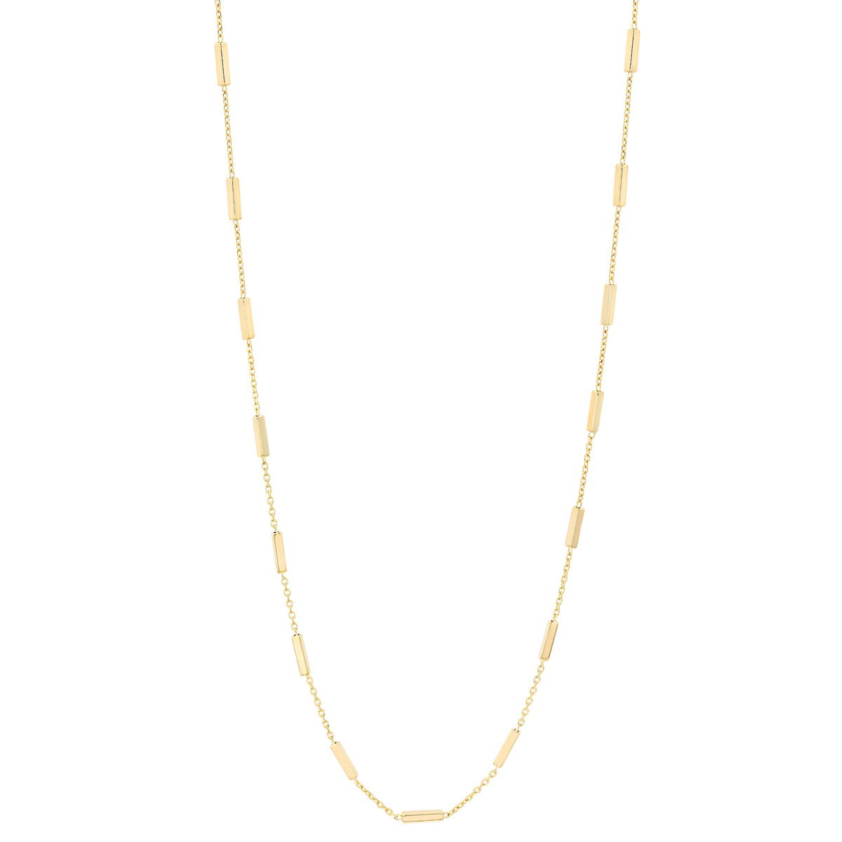 Yellow Gold Cable Bar Station Chain, 20