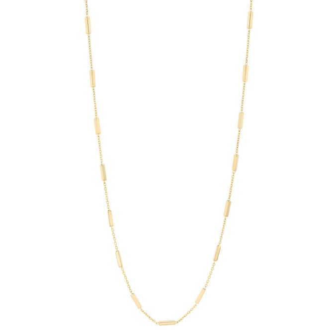 Yellow Gold Cable Bar Station Chain, 20"