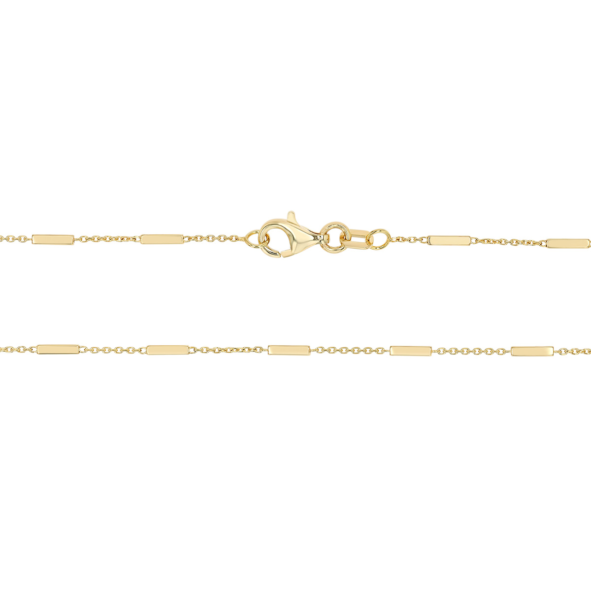 Yellow Gold Cable Bar Station Chain, 20