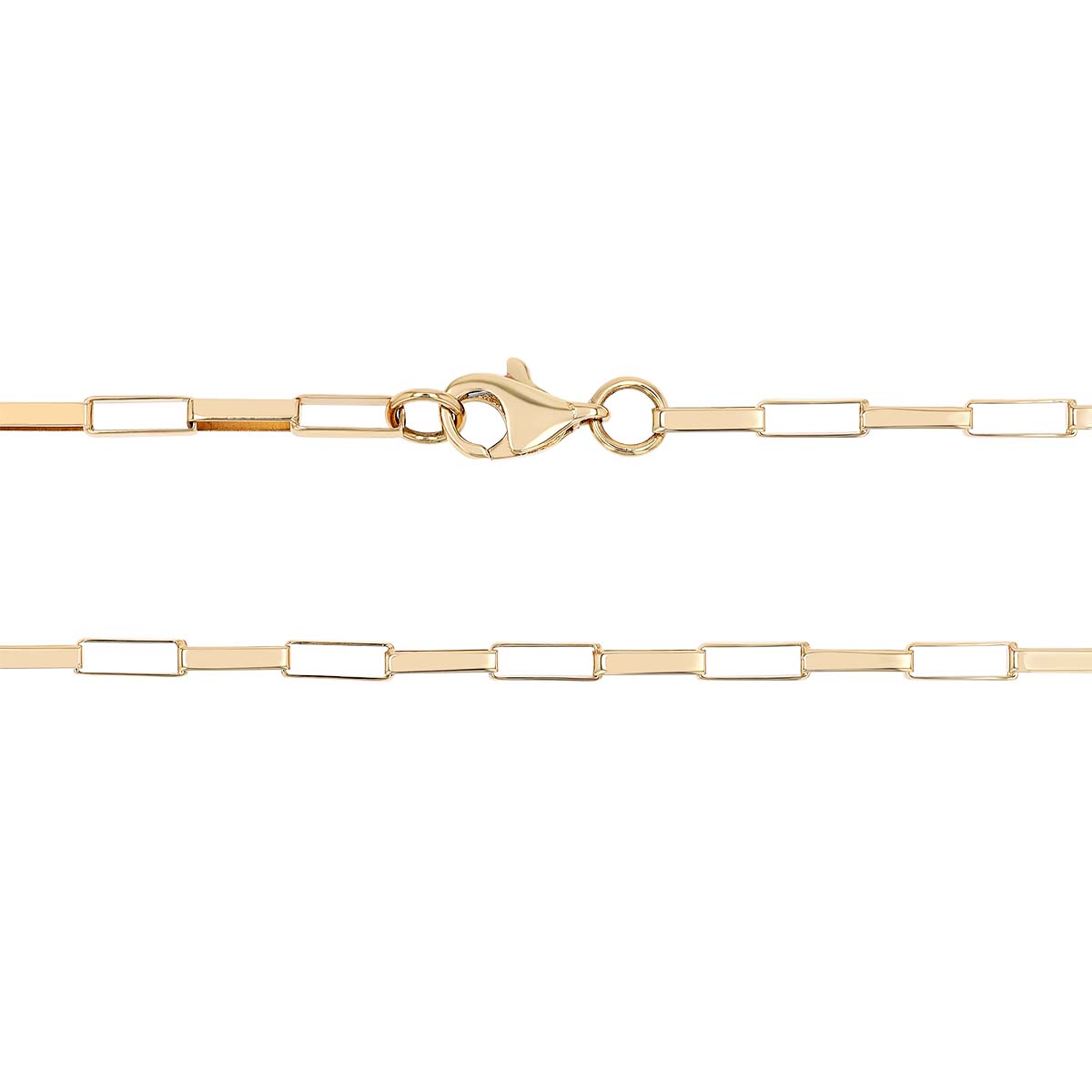 Yellow Gold Long Link Box Chain, 18