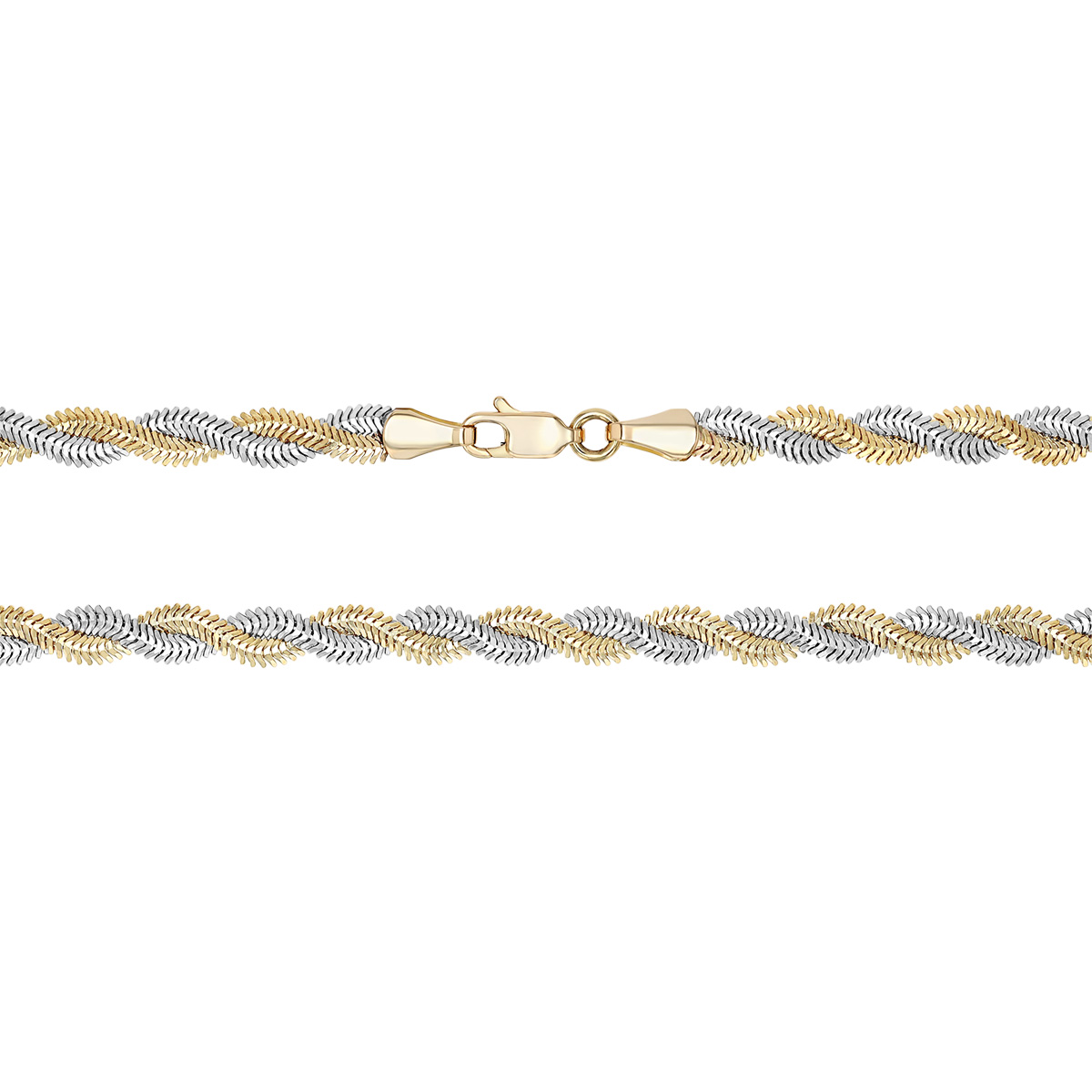 Yellow & White Gold Snake Twist Chain, 2.6 mm, 18