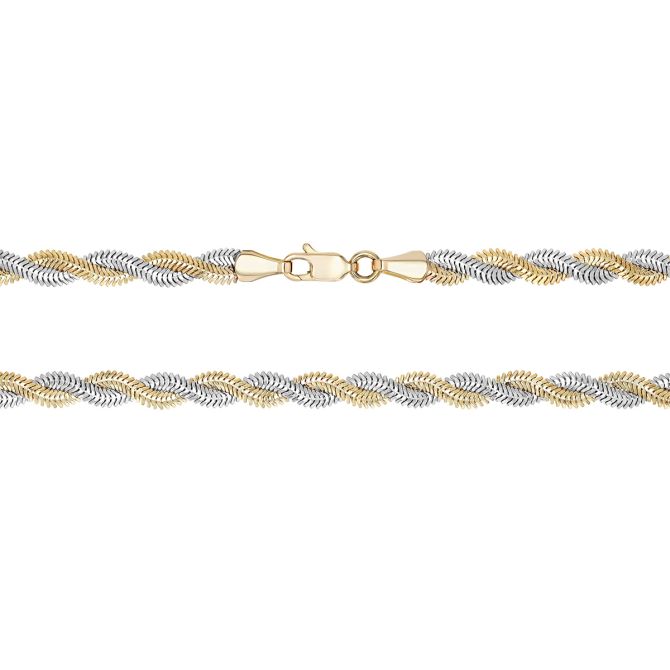 ⭐︎369⭐︎ Yellow & White Gold Snake Twist Chain, 2.6 mm, 18