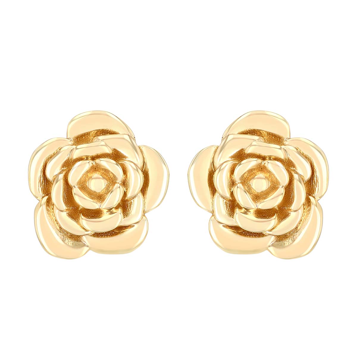 Yellow Gold Rose Stud Earrings