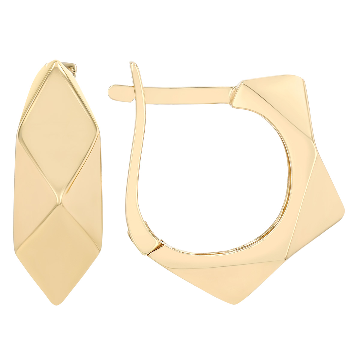 Yellow Gold Geometric Dome Hoop Earrings