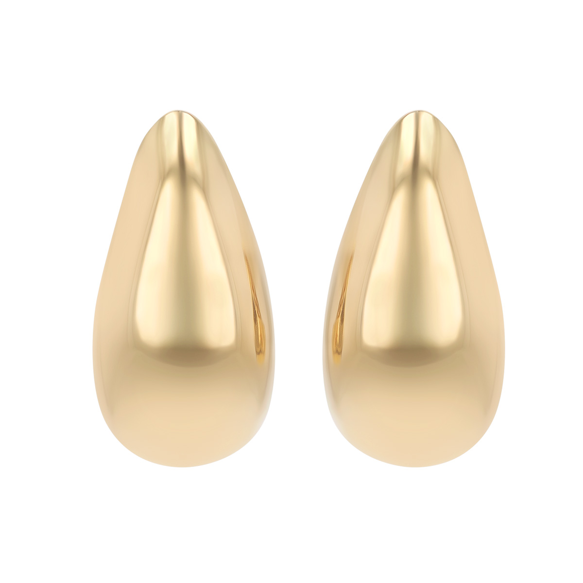 Yellow Gold Curved Teardrop Post Earrings