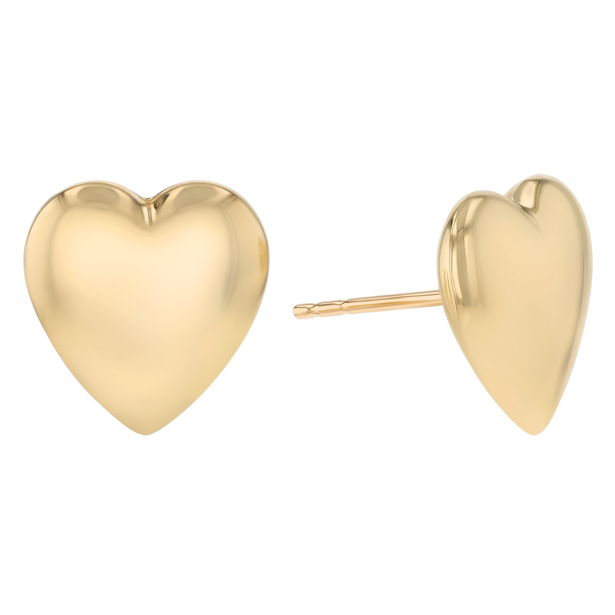 Yellow Gold Puff Heart Stud Earrings