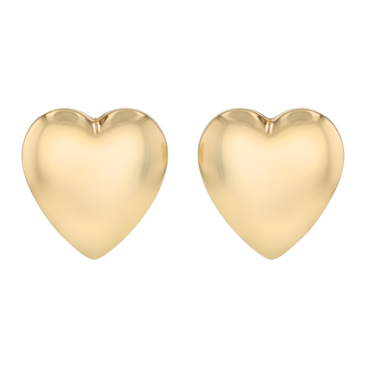 Yellow Gold Puff Heart Stud Earrings