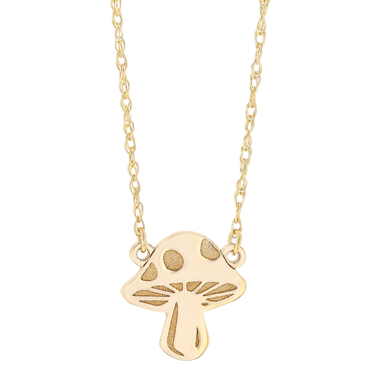 Yellow Gold Mushroom Necklace, 18