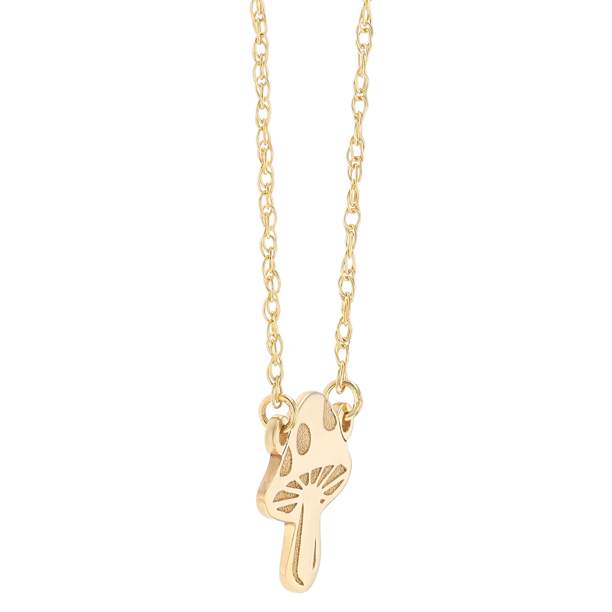 Yellow Gold Mushroom Necklace, 18