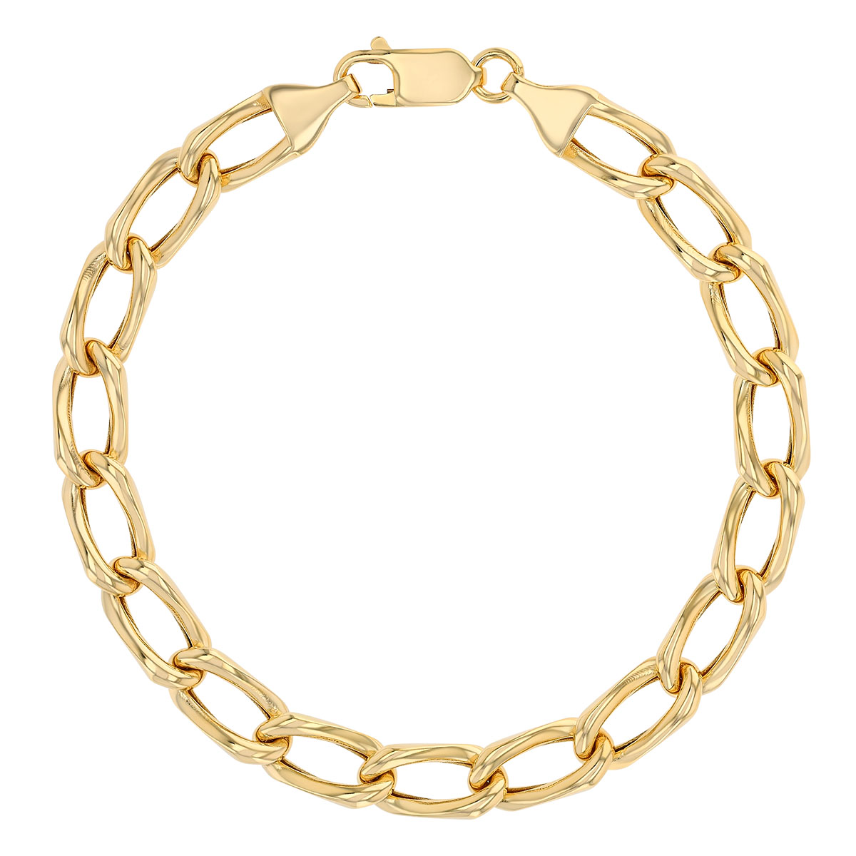Yellow Gold Cable Twist Faceted Link Bracelet, 7.5