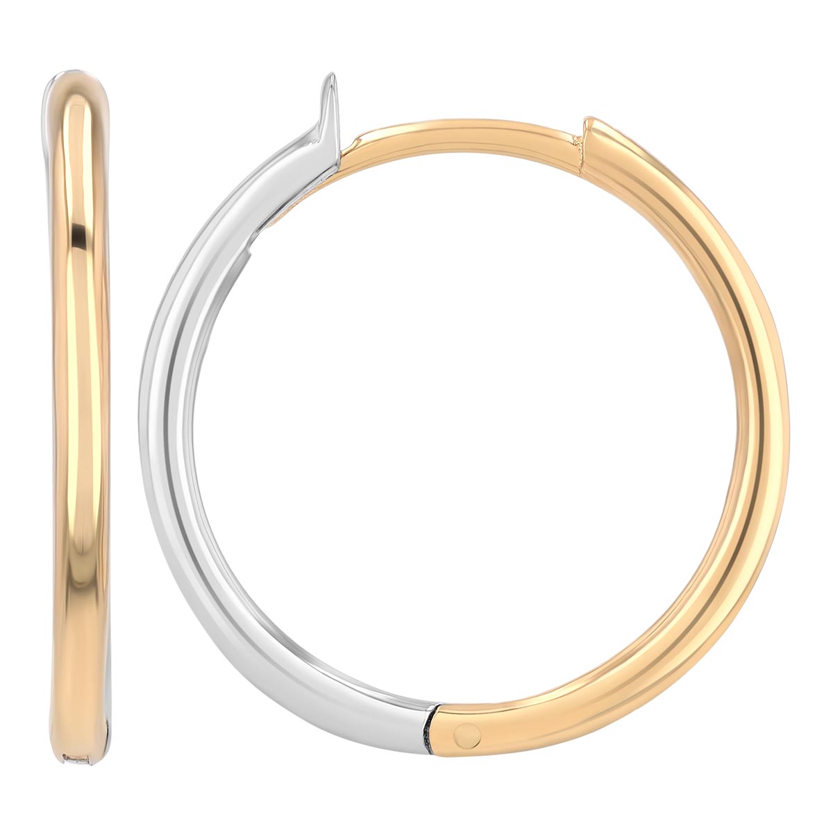 Zoe Chicco Reversible Yellow & White Gold Hoop Earrings, 17 mm Width