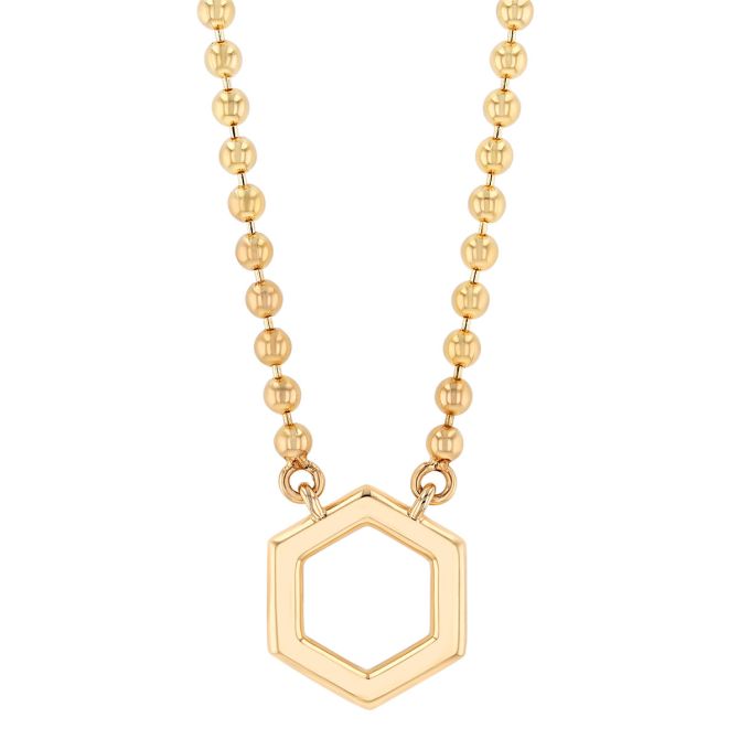 Harwell Godfrey Foundation Yellow Gold Ball Chain with Hexagon, 18"