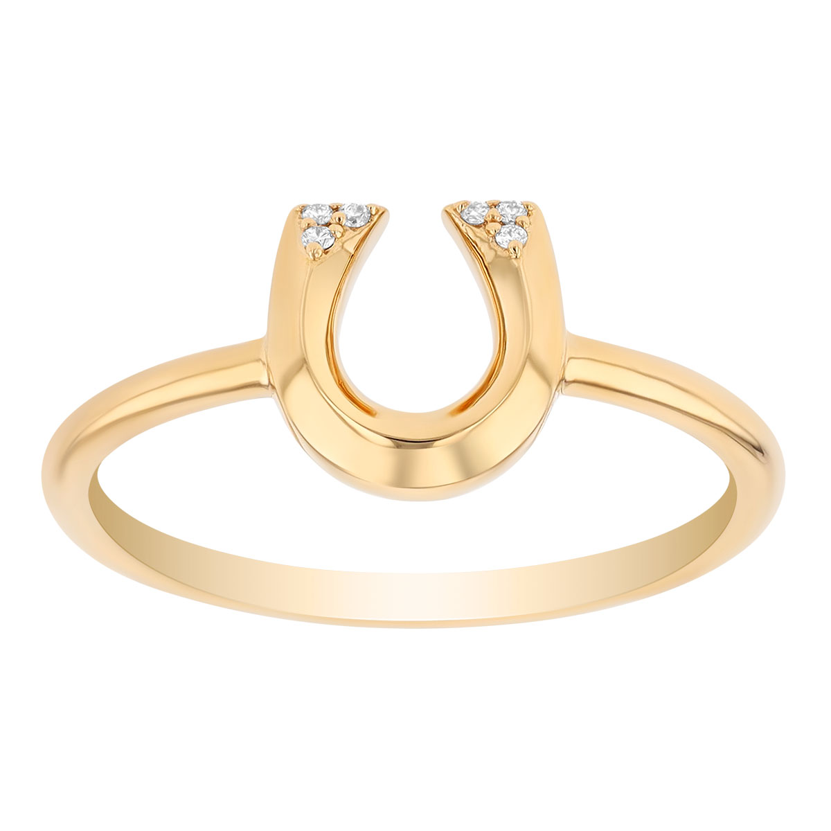 Harwell Godfrey Tiny Horseshoe Stacking Ring with Diamonds in Yellow Gold