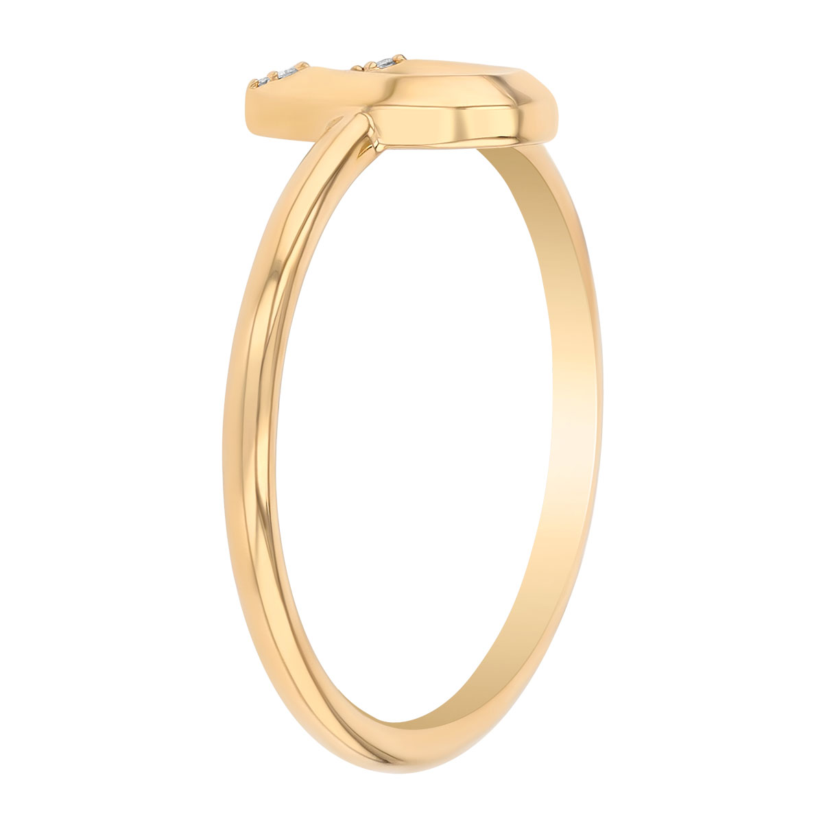 Harwell Godfrey Tiny Horseshoe Stacking Ring with Diamonds in Yellow Gold