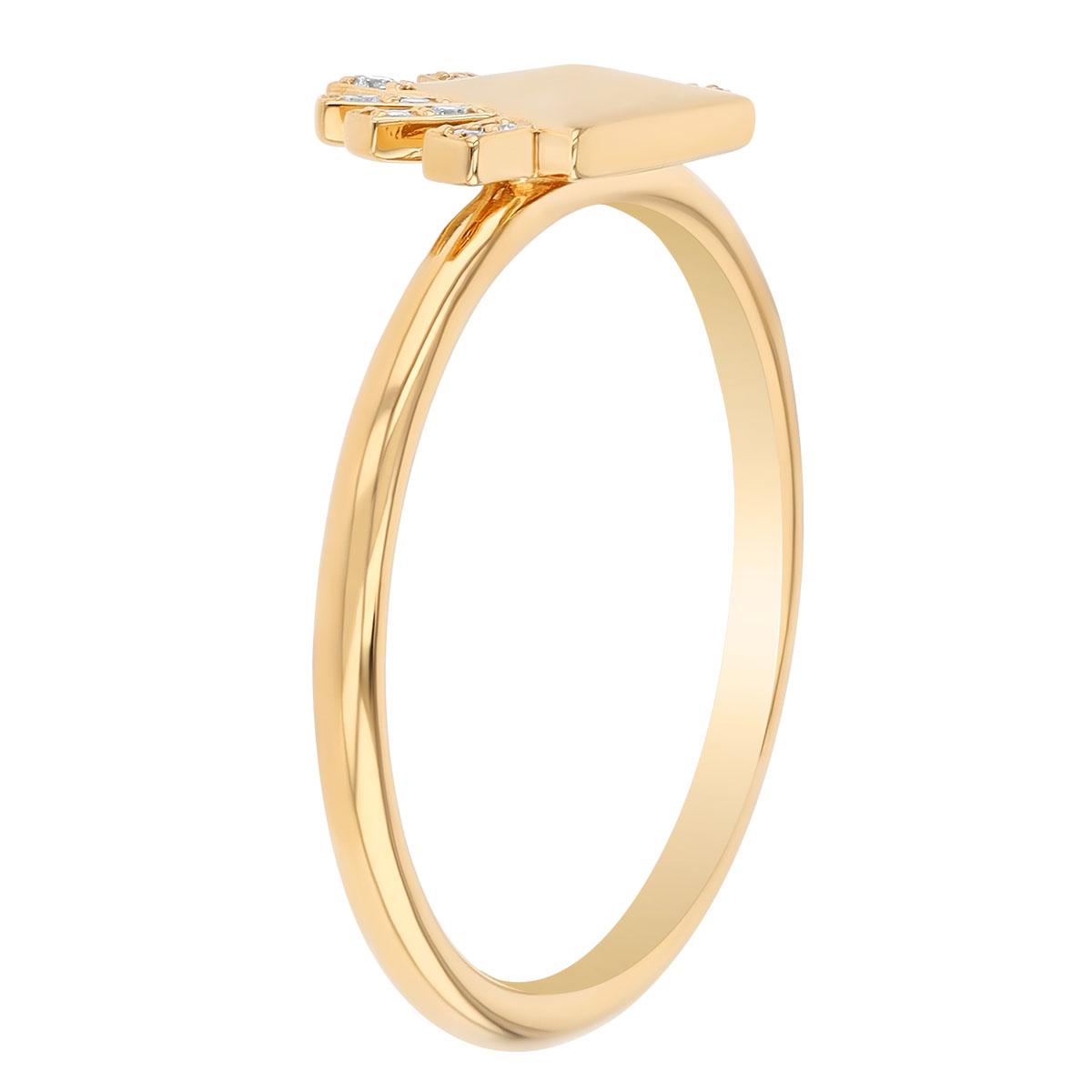 Harwell Godfrey Tiny Sunburst Diamond Stacking Ring in Yellow Gold