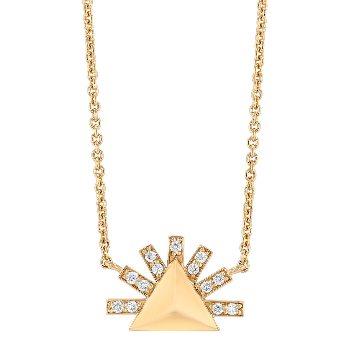 Harwell Godfrey Tiny Sunburst Diamond Necklace in Yellow Gold, 18