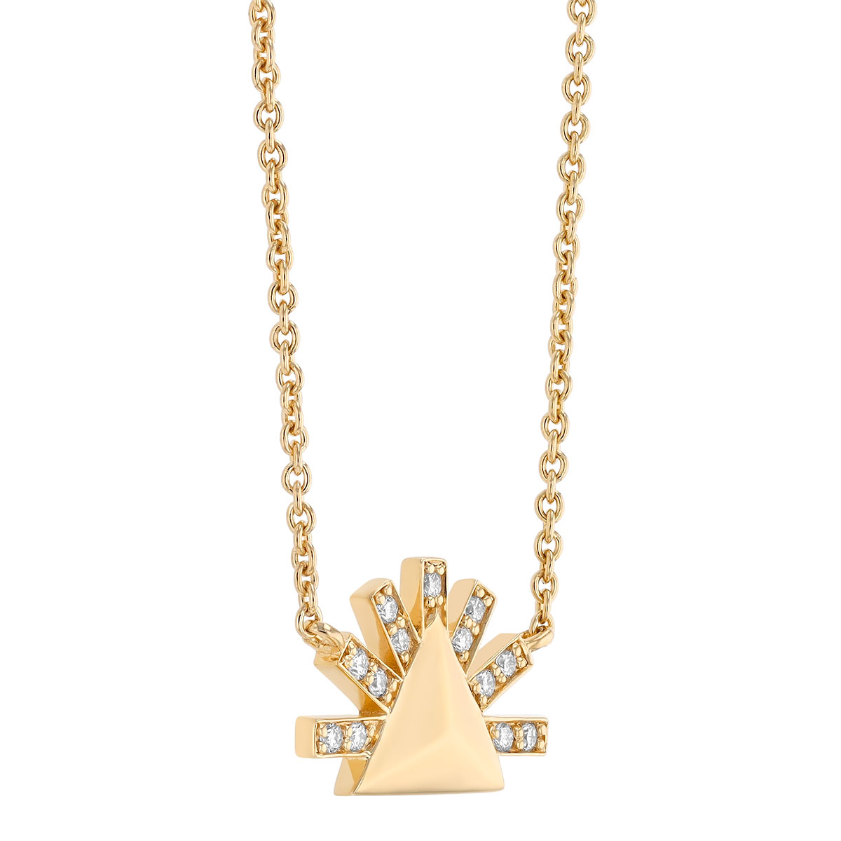 Harwell Godfrey Tiny Sunburst Diamond Necklace in Yellow Gold, 18