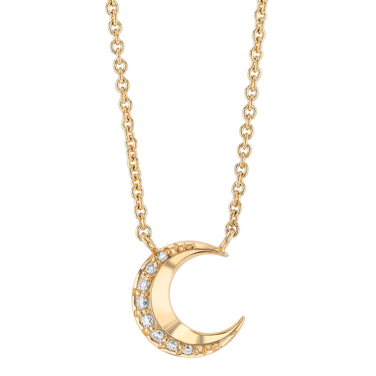 Harwell Godfrey Tiny Moon Diamond Pendant Necklace in Yellow Gold, 18