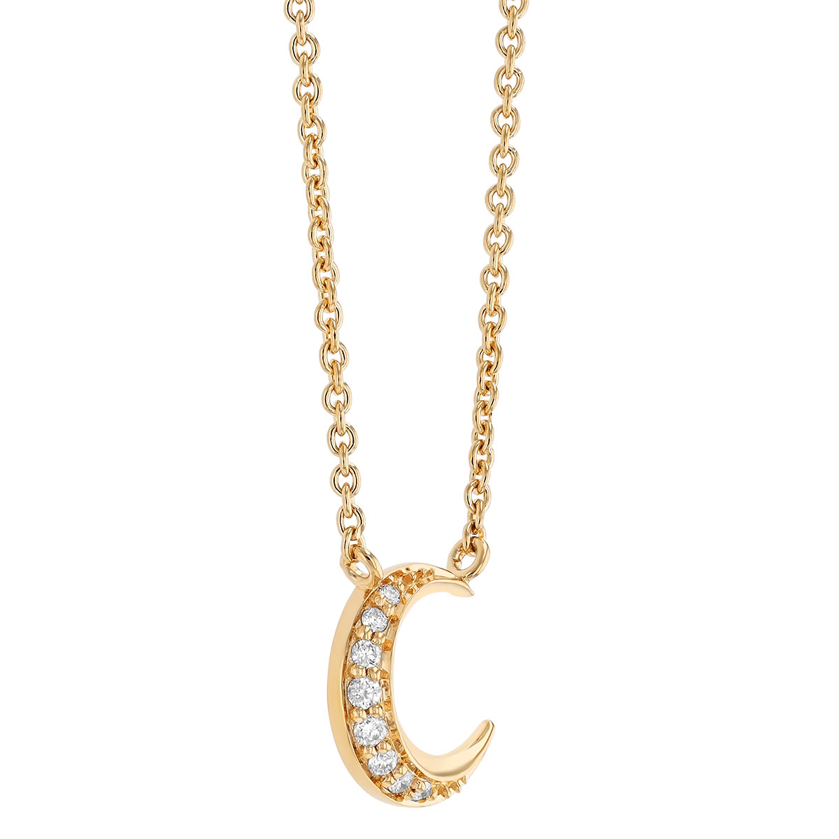 Harwell Godfrey Tiny Moon Diamond Pendant Necklace in Yellow Gold, 18