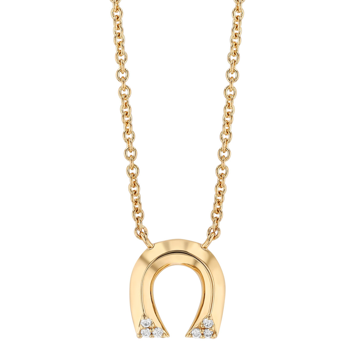 Harwell Godfrey Tiny Horseshoe Diamond Pendant Necklace in Yellow Gold, 18