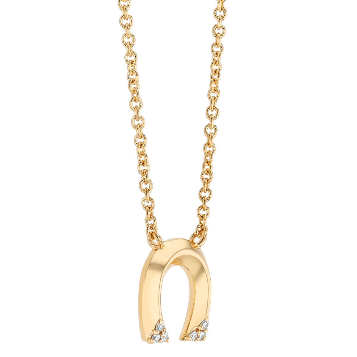 Harwell Godfrey Tiny Horseshoe Diamond Pendant Necklace in Yellow Gold, 18