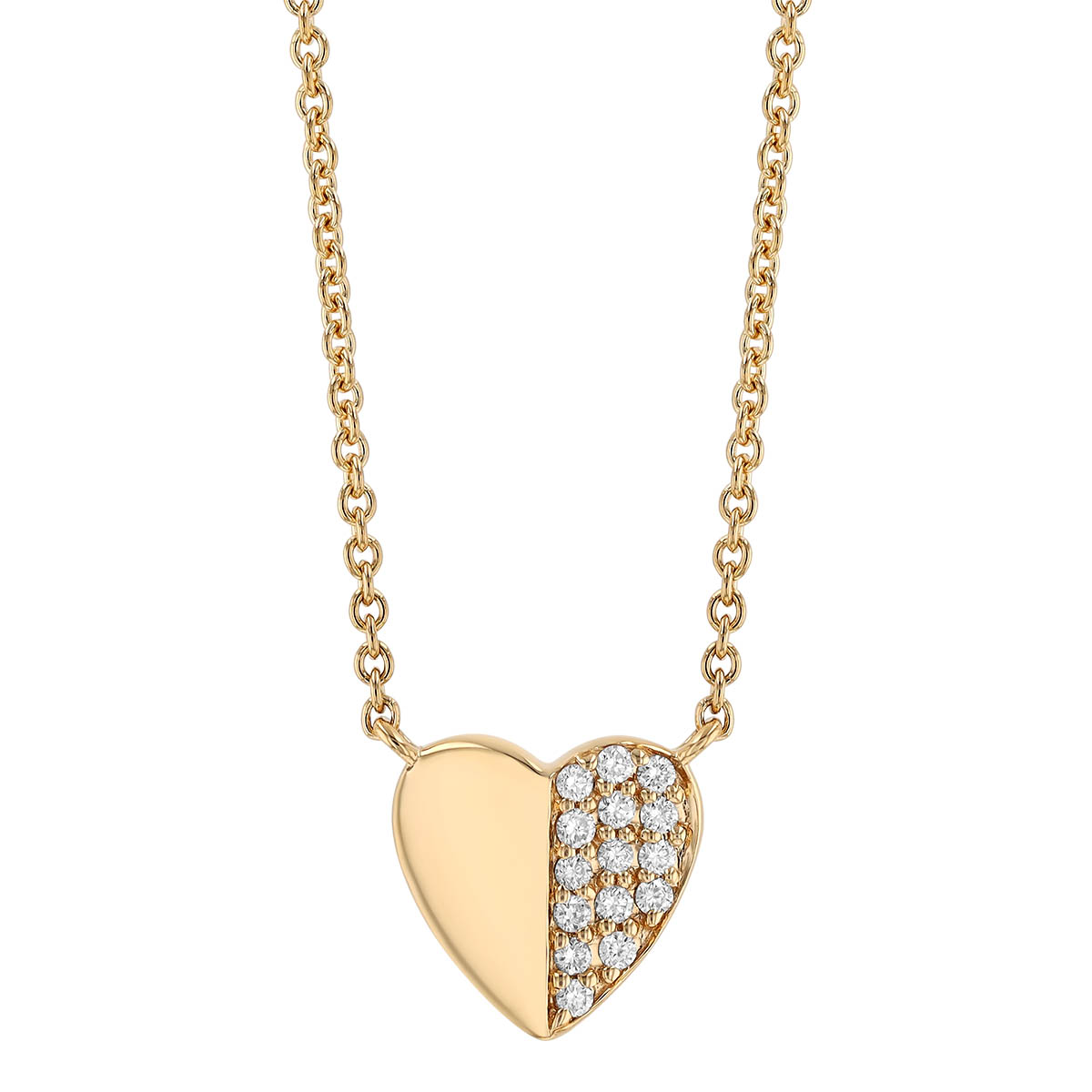 Harwell Godfrey Tiny Heart Diamond Pave Necklace in Yellow Gold, 18