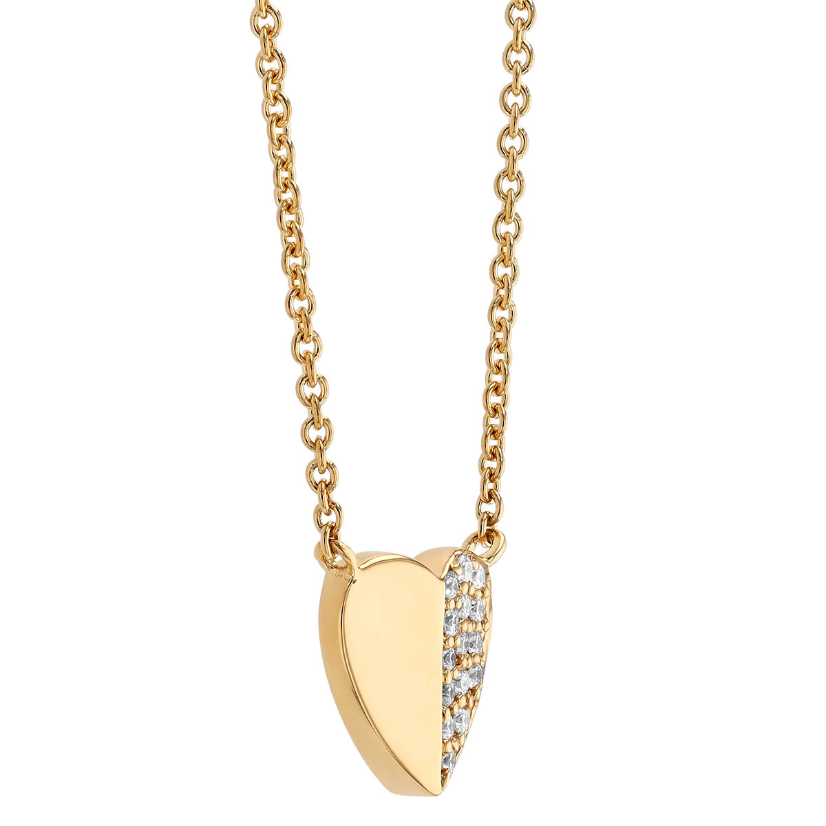 Harwell Godfrey Tiny Heart Diamond Pave Necklace in Yellow Gold, 18